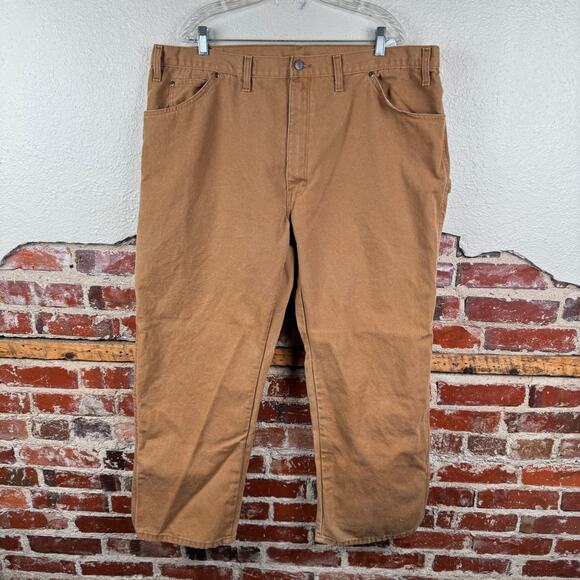 Dickies Pants Size 44x30 Brown Canvas Straight Leg Carpenter Utility Workwear - Picture 1 of 6
